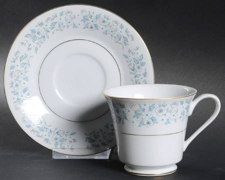 Brocade (Gold Trim) Footed Cup & Saucer Set