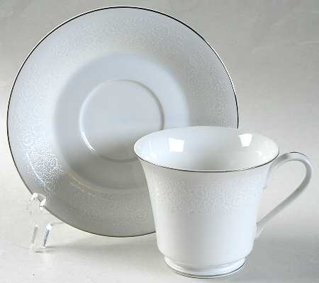 White Lace Footed Cup & Saucer Set