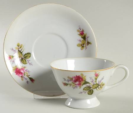 Moss Rose Footed Cup & Saucer Set