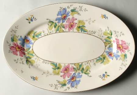 04491 (Cream Background) 12" Oval Serving Platter