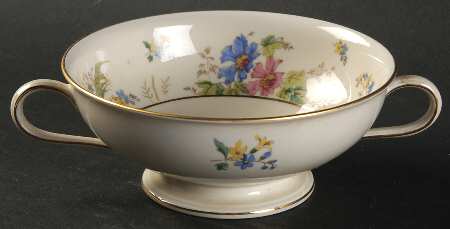 04491 (Cream Background) Footed Cream Soup Bowl