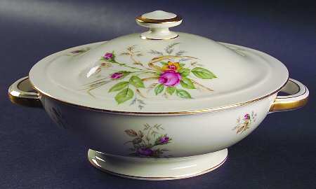 07470 (Cream Background, Embossed) Round Covered Vegetable
