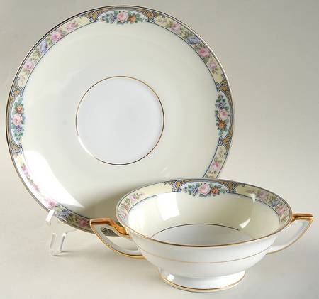 3816 Footed Cream Soup Bowl & Saucer Set