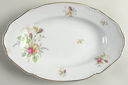 7470 (White, Scalloped) 12" Oval Serving Platter