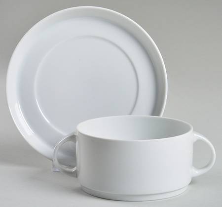 ABC White Flat Cream Soup Bowl & Saucer Set