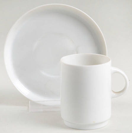 ABC White Flat Demitasse Cup & Saucer Set