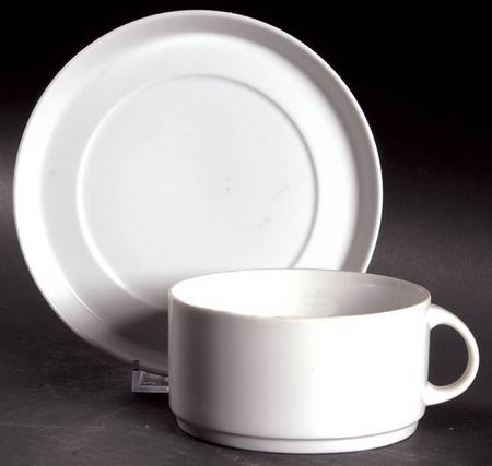 ABC White Flat Cup & Saucer Set