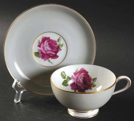 American Beauty Rose Footed Cup & Saucer Set by Thomas