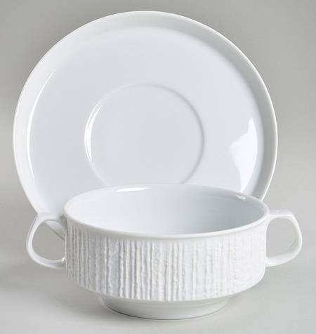 Arcta White Flat Cream Soup Bowl & Saucer Set