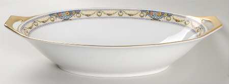 The Arlington (White Border & Center) 11" Oval Vegetable Bowl