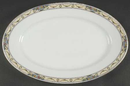 The Arlington (White Border & Center) 15" Oval Serving Platter