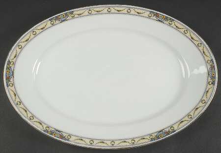 The Arlington (White Border & Center) 16" Oval Serving Platter