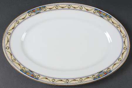 The Arlington (White Border & Center) 12" Oval Serving Platter