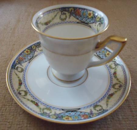 The Arlington (White Border & Center) Footed Demitasse Cup & Saucer Set