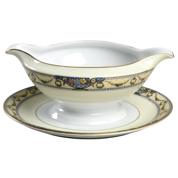The Arlington (White Cream Border) Gravy Boat with Attached Underplate by Thomas