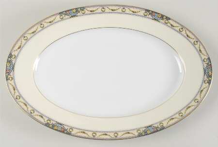 The Arlington (White Cream Border) 15" Oval Serving Platter