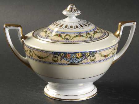 The Arlington (White Cream Border) Sugar Bowl & Lid