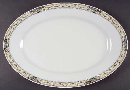 The Arlington (White Cream Border) 16" Oval Serving Platter