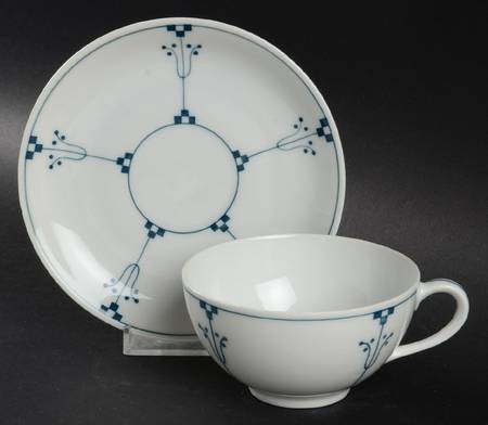 Bavarian Blue Flat Cup & Saucer Set