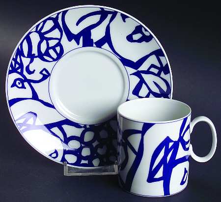 Blue Orchard Flat Cup & Saucer Set