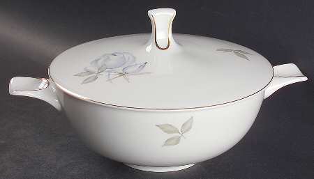Blue Rose (Gold Trim) Round Covered Vegetable