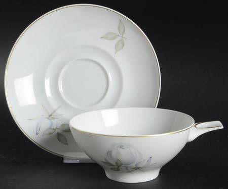 Blue Rose (Gold Trim) Flat Cream Soup Bowl & Saucer Set