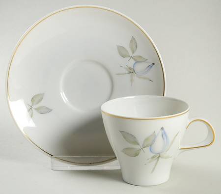 Blue Rose (Gold Trim) Flat Demitasse Cup & Saucer Set