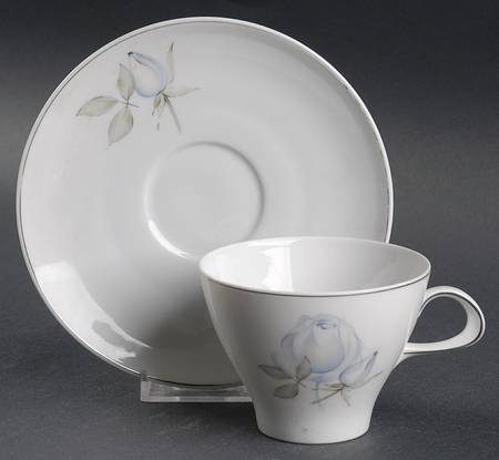 Blue Rose (Platinum) Flat Cup & Saucer Set