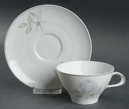 Blue Rose (Platinum) Flat Cup & Saucer Set