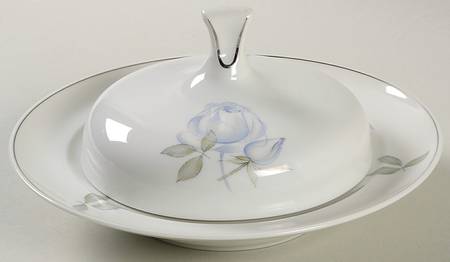 Blue Rose (Platinum) Round Covered Butter