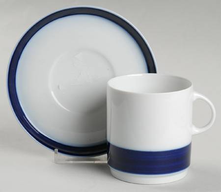 Brushed Cobalt Flat Cup & Saucer Set