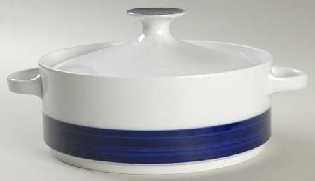 Brushed Cobalt Round Covered Vegetable