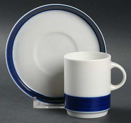 Brushed Cobalt Flat Demitasse Cup & Saucer Set by Thomas