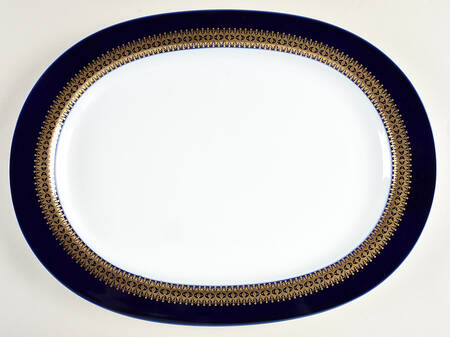 Cobalt Gold 15" Oval Serving Platter