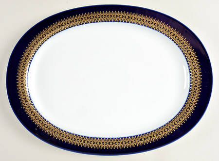 Cobalt Gold 13" Oval Serving Platter