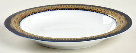 Cobalt Gold Rim Soup Bowl