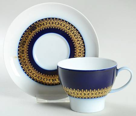 Design 304020 Cobalt Gold Flat Cup & Saucer Set