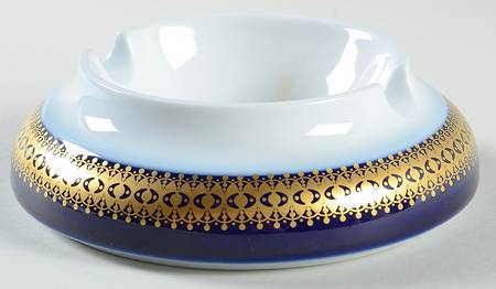 Design 304020 Cobalt Gold 2 Slot Round Ashtray