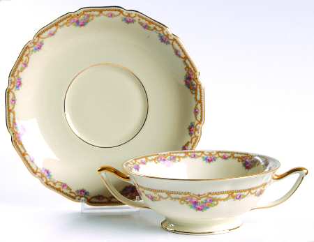 Eugenia Footed Cream Soup Bowl & Saucer Set