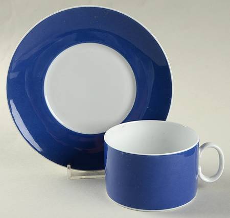 Fashion Blue Flat Cup & Saucer Set