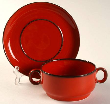 Flame Flat Cream Soup Bowl & Saucer Set