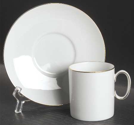 Gold Band (Coupe) Flat Demitasse Cup & Saucer Set