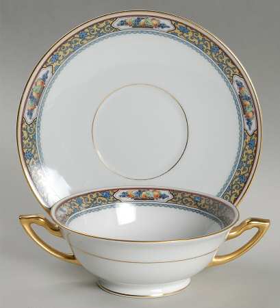 Harvest Footed Cream Soup Bowl & Saucer Set