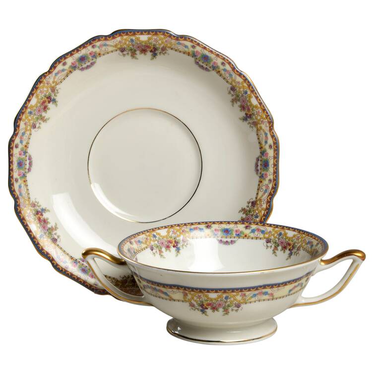 Laconia Footed Cream Soup Bowl & Saucer Set