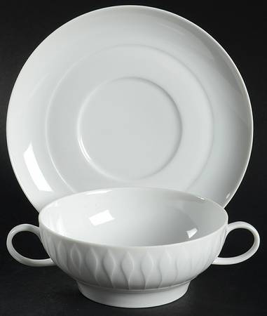 Lanzette Flat Cream Soup Bowl & Saucer Set