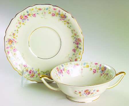 La Salle Footed Cream Soup Bowl & Saucer Set