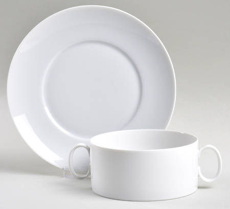 Medaillon White Flat Cream Soup Bowl & Saucer Set