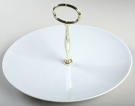 Medaillon White Round Serving Plate with Center Handle (Dp) Hc