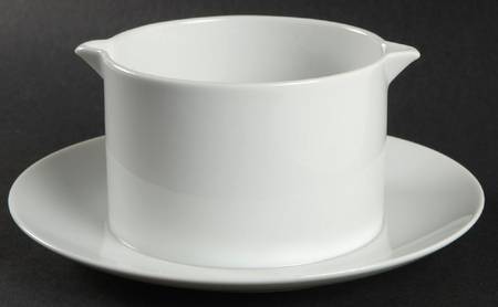 Medaillon White Round Gravy Boat/Attached Underplate