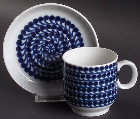 Mermaid (Cobalt Blue & White) Flat Cup & Saucer Set